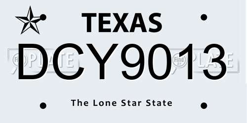 DCY9013 Texas License Plate
