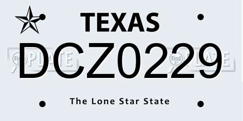 DCZ0229 Texas License Plate