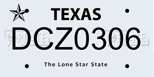 DCZ0306 Texas License Plate