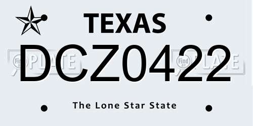 DCZ0422 Texas License Plate