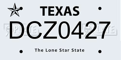 DCZ0427 Texas License Plate