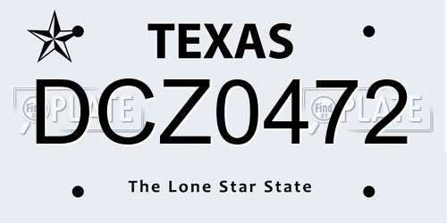 DCZ0472 Texas License Plate