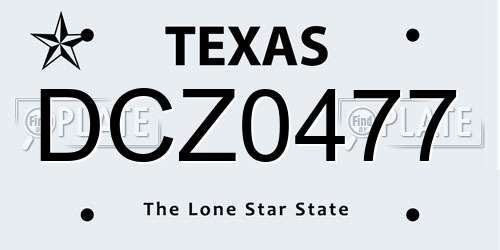 DCZ0477 Texas License Plate
