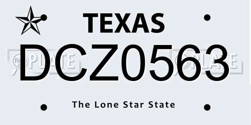 DCZ0563 Texas License Plate