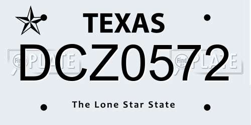 DCZ0572 Texas License Plate