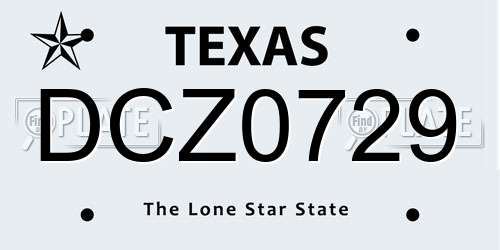 DCZ0729 Texas License Plate