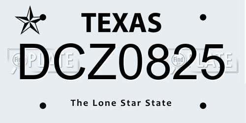 DCZ0825 Texas License Plate