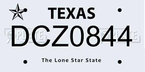 DCZ0844 Texas License Plate