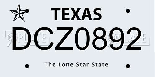 DCZ0892 Texas License Plate