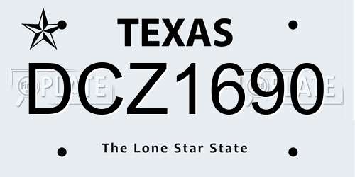 DCZ1690 Texas License Plate