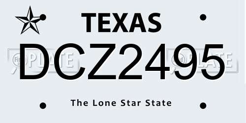 DCZ2495 Texas License Plate