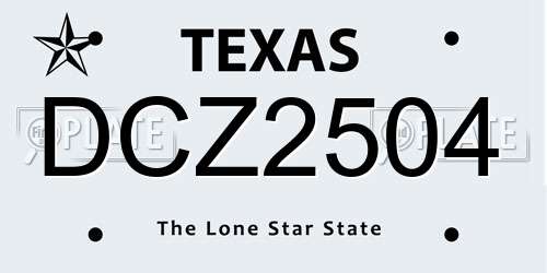 DCZ2504 Texas License Plate