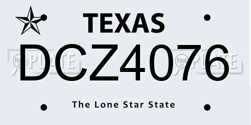 DCZ4076 Texas License Plate