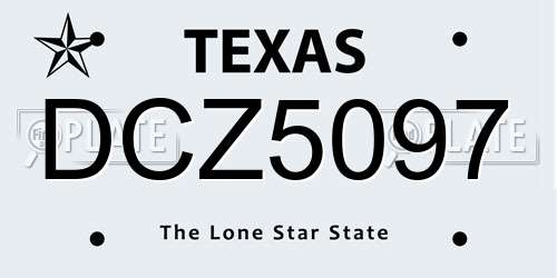 DCZ5097 Texas License Plate