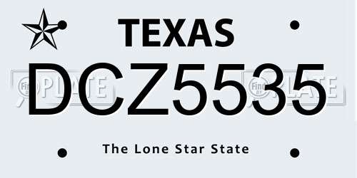 DCZ5535 Texas License Plate