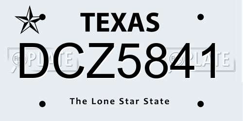 DCZ5841 Texas License Plate