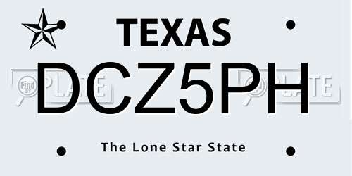 DCZ5PH Texas License Plate