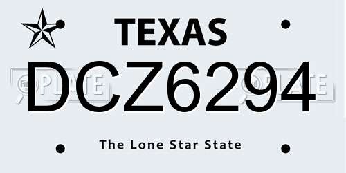 DCZ6294 Texas License Plate