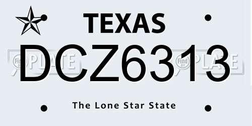 DCZ6313 Texas License Plate