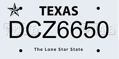 DCZ6650 Texas License Plate