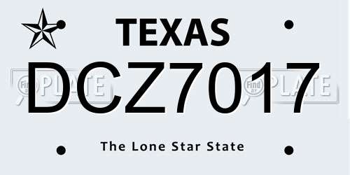 DCZ7017 Texas License Plate