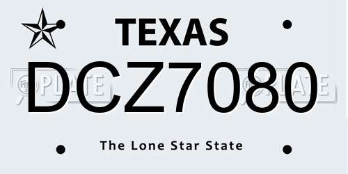 DCZ7080 Texas License Plate