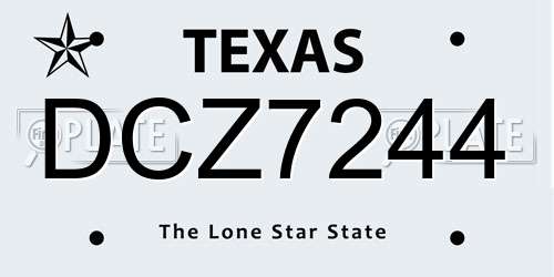 DCZ7244 Texas License Plate