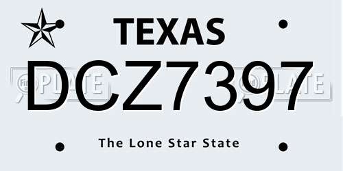 DCZ7397 Texas License Plate