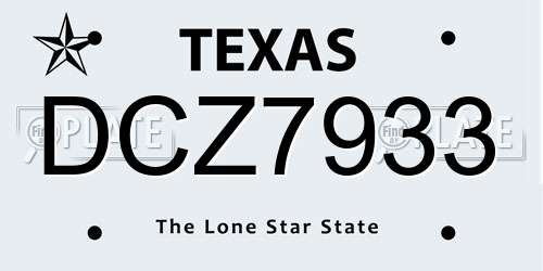 DCZ7933 Texas License Plate