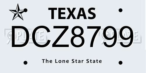 DCZ8799 Texas License Plate