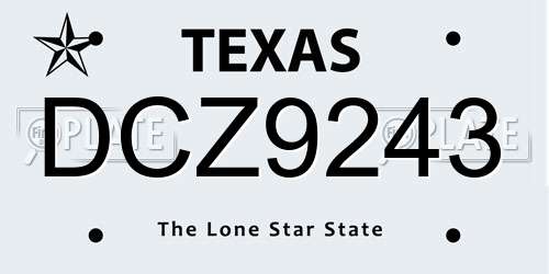 DCZ9243 Texas License Plate