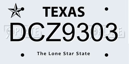 DCZ9303 Texas License Plate