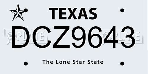 DCZ9643 Texas License Plate