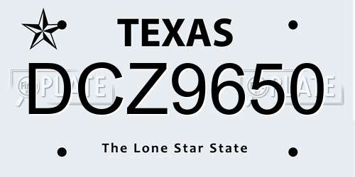 DCZ9650 Texas License Plate
