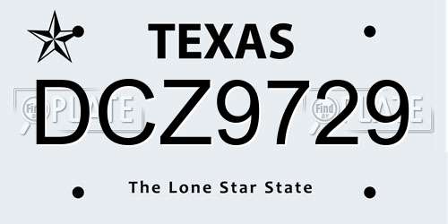 DCZ9729 Texas License Plate