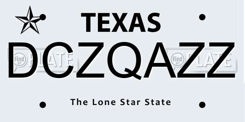 DCZQAZZ Texas License Plate