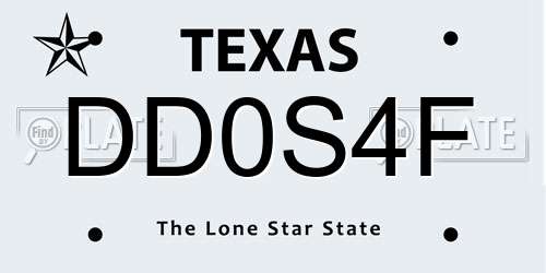 DD0S4F Texas License Plate