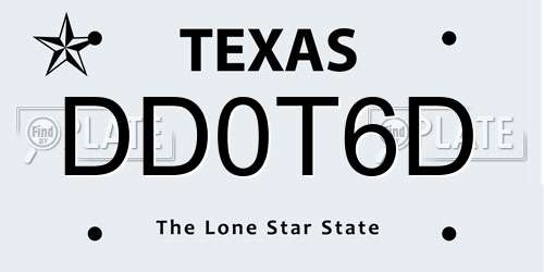 DD0T6D Texas License Plate