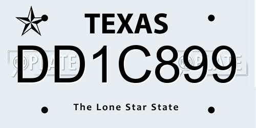 DD1C899 Texas License Plate