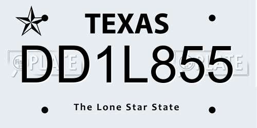 DD1L855 Texas License Plate