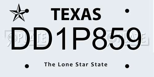 DD1P859 Texas License Plate