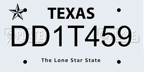 DD1T459 Texas License Plate