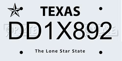 DD1X892 Texas License Plate
