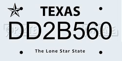 DD2B560 Texas License Plate