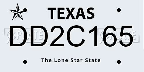 DD2C165 Texas License Plate