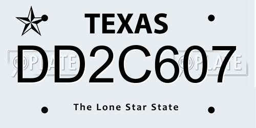 DD2C607 Texas License Plate