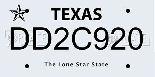 DD2C920 Texas License Plate
