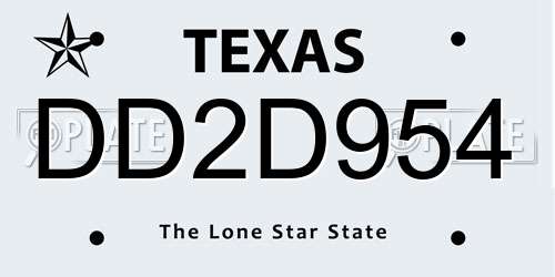 DD2D954 Texas License Plate
