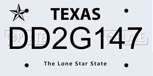 DD2G147 Texas License Plate