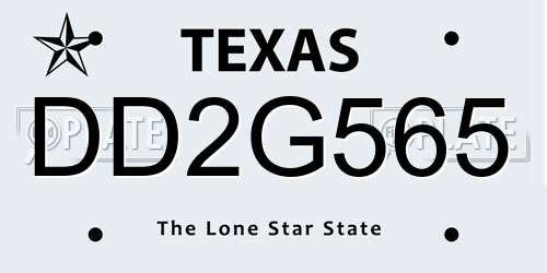 DD2G565 Texas License Plate